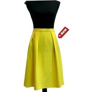 Clover Canyon bright yellow pleated A-line skater skirt Sz XS NWT